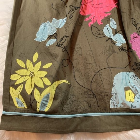 I AM Isola Marras Khaki Floral Skirt US sz 32 Medium - Picture 4 of 7